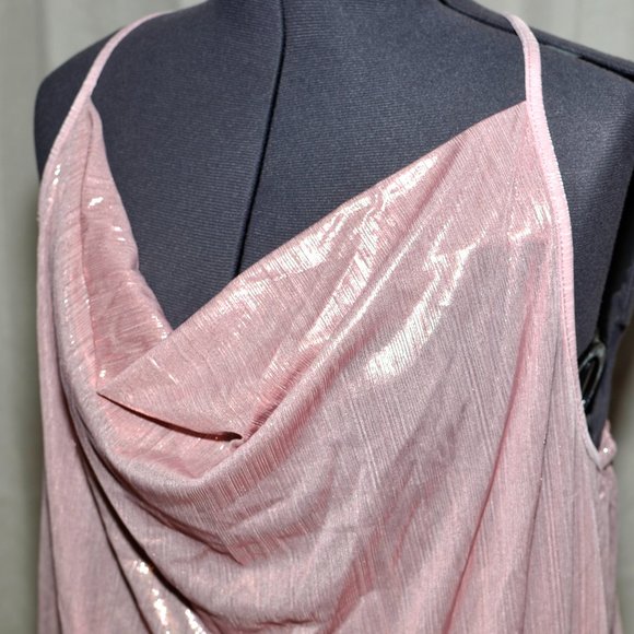 New Plus Size 4X Shein Champagne Blush Pink Slinky Sparkle Metallic Tank Top - Picture 6 of 10